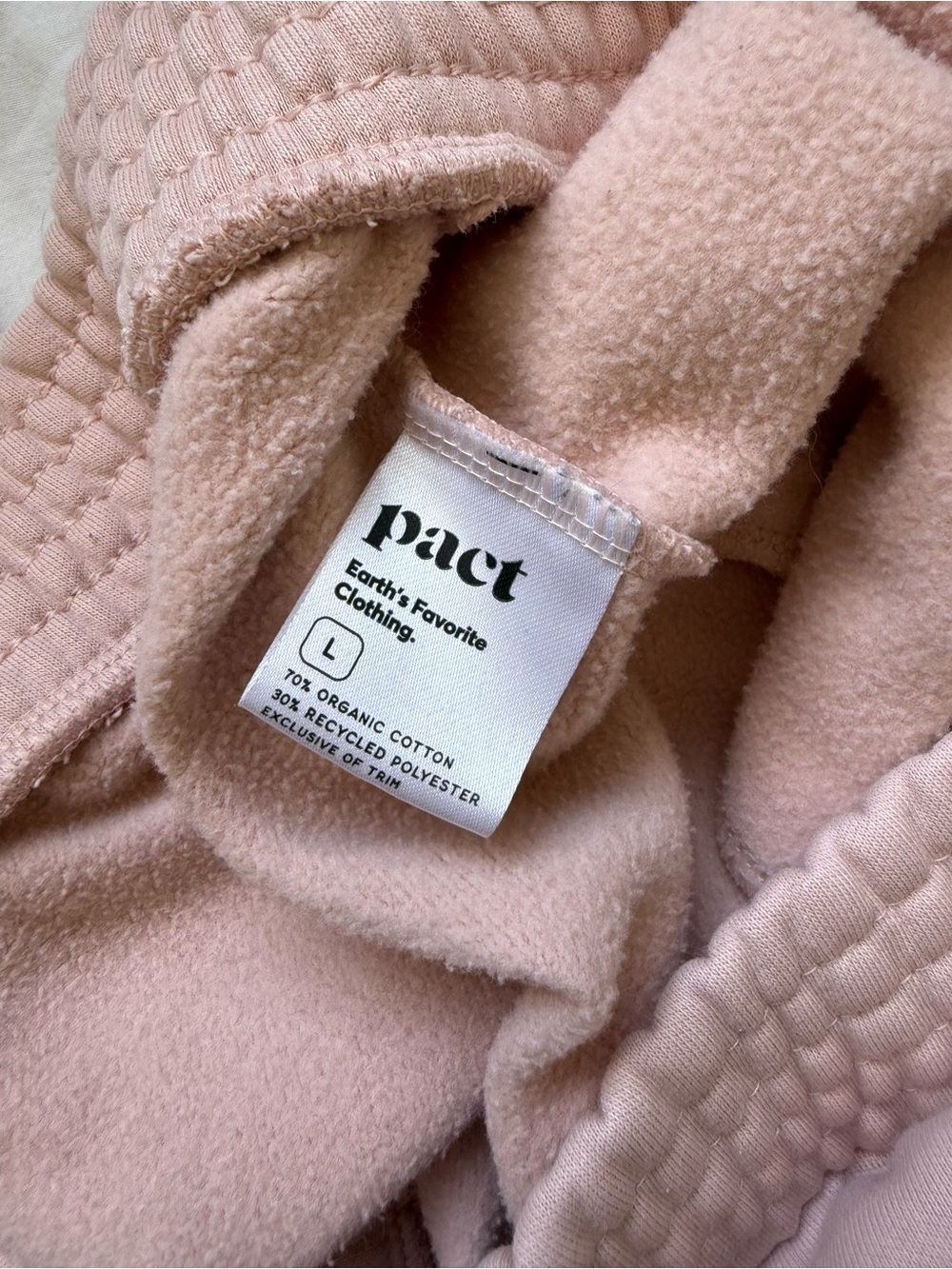 Pact Courtside Pink Split Hem Organic Cotton Fleece Sweatpants Wide Leg SZ Large - Picture 13 of 13